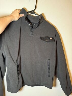 Dickies Black Men's Snap-Front Fleece Pullover